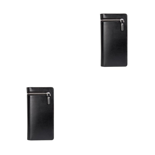 Cartera larga Qarigey para hombre monedero de PU con cremallera bolso Negro 2piezas