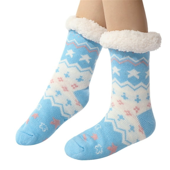 CYSFASHION Womens Socks Fuzzy Home Slipper Crew Sleeping Womens Fall Fashion 2025 Soft Christmas Gifts Compression Socks Light Blue
