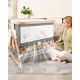 thumbnail image 5 of 4 in 1 Baby Bassinet Bedside Sleeper W/ Wheels,Storage Basket,Adjustable 7 Heights,Mosquito Net,Matress,Breathable Mesh Crib for Infants Toddler,Grey, 5 of 7