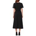 thumbnail image 3 of INSPIRE CHIC Women's Ruffle Dress Wedding Guest Crew Neck Short Sleeve Formal Cocktail Midi Dresses M Black, 3 of 4