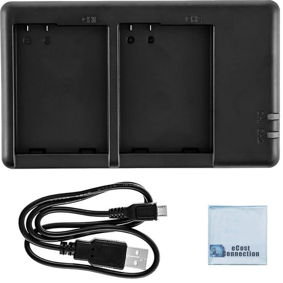 Dual Camera Battery Charger for Canon NB-10 Batteries & eCostConnection Microfiber Cloth