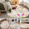 thumbnail image 5 of Large Round Rug 8Ft Washable Non-Slip, Happy Easter Circle Area Rugs for Living Room Bedroom, Spring Bunny Colorful Eggs Flower Plaid Indoor Floor Mats Carpet Runner for Home Decor, 5 of 8