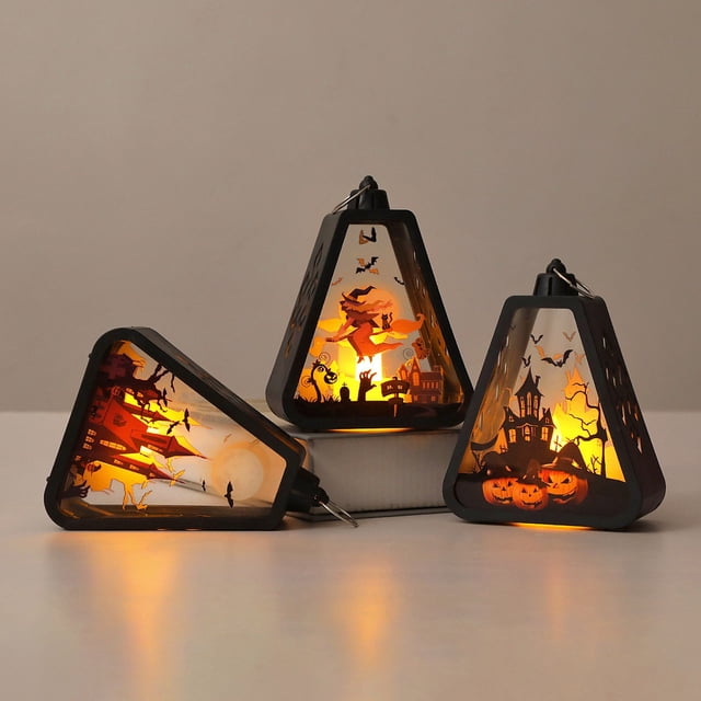 Halloween Pumpkin Lantern - Handheld LED Light with Spooky Designs for Parties & Home Decor
