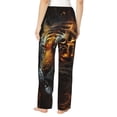 thumbnail image 2 of Women Comfy Pajama Pants Lounge Bottoms Long Wide Leg, Fire King Tiger Face Art, 2 of 5