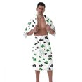 thumbnail image 2 of Colevkie 2 Pieces Bath Wrap Set Soft Absorbent Bath Skirt & Shower Towel for Men Wearable Beach Towel for Home Hotel Sauna Quick Drying Printed Clovers Pattern, 2 of 7