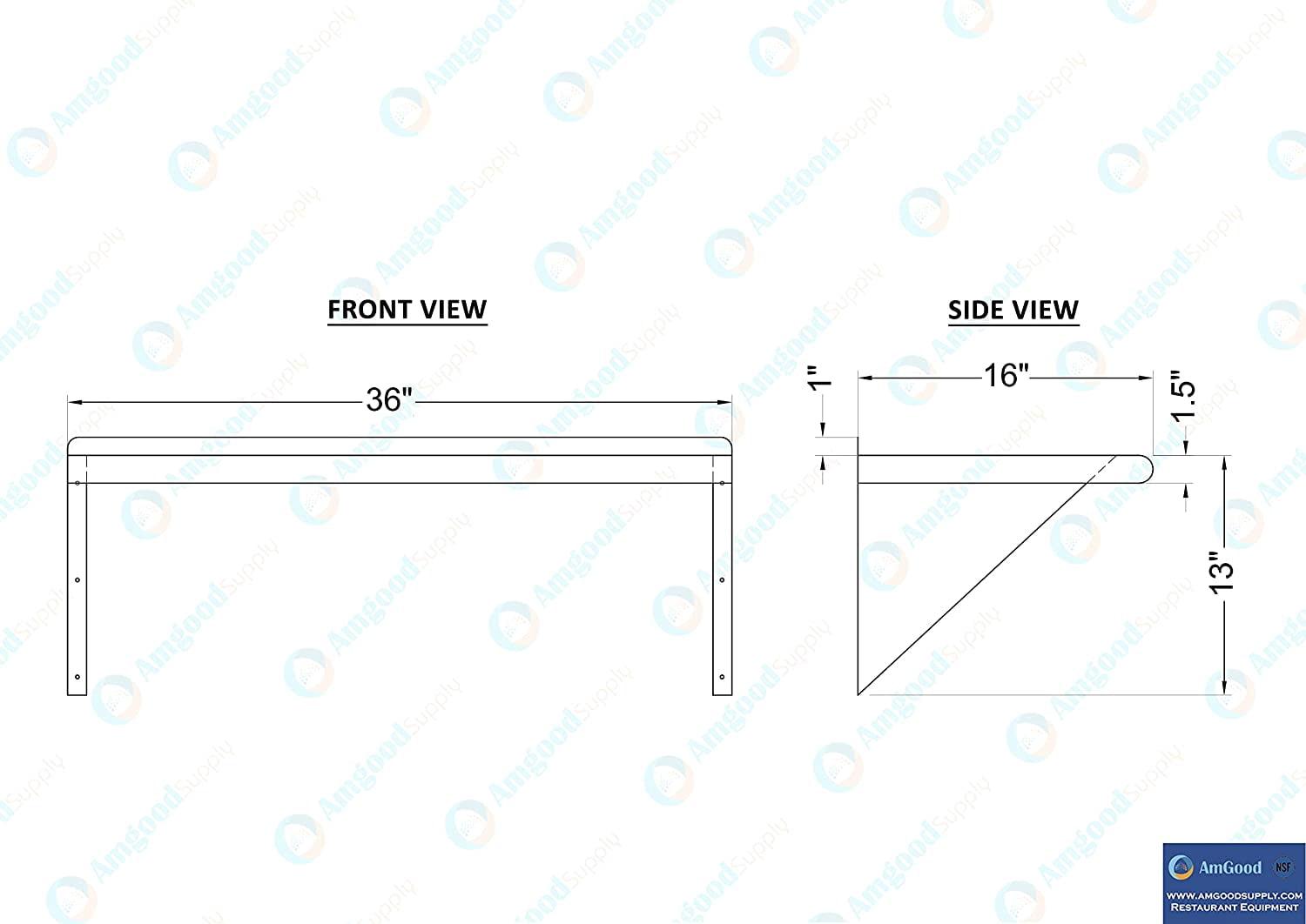 Springg 36" Long X 16" Deep Stainless Steel Wall Shelf | NSF Certified | Appliance & Equipment Metal Shelving | Kitchen, Restaurant, Garage, Laundry, Utility Room