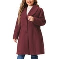 thumbnail image 2 of DARING DIVA Women's Plus Size Winter Outerwear Coat with Shawl Collar 1X Burgundy, 2 of 6