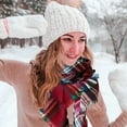 thumbnail image 5 of Bufanda triangular a cuadros para otoño e invierno para mujer, bufanda clásica con borlas a cuadros, tartán, cálida, suave y gruesa, manta grande, chal, bufandas, 5 of 5