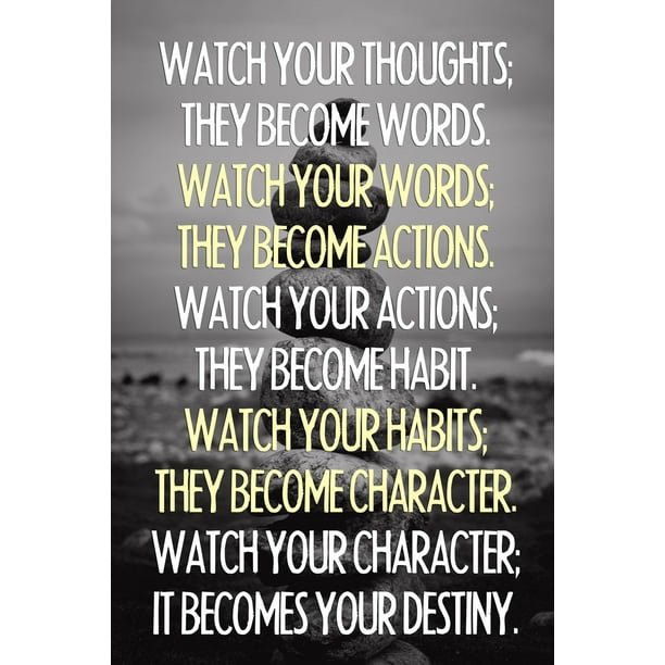 Watch Your Thoughts Motivational Inspirational Buddha Quote Rock Poster 12x18 Inch Walmart Com Walmart Com