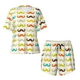 thumbnail image 4 of Picia Colorful Mustache Pajamas Sets for Women Soft Short-Sleeved Pjs with Lounge Shorts Two Piece Sleepwear-Small, 4 of 9