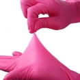 thumbnail image 3 of Guantes desechables de nitrilo fucsia, color rosa, 20/50/100 Uds., guantes de limpieza sin látex en polvo para belleza, tinte para el cabello, esteticista, salón de uñas, 3 of 5