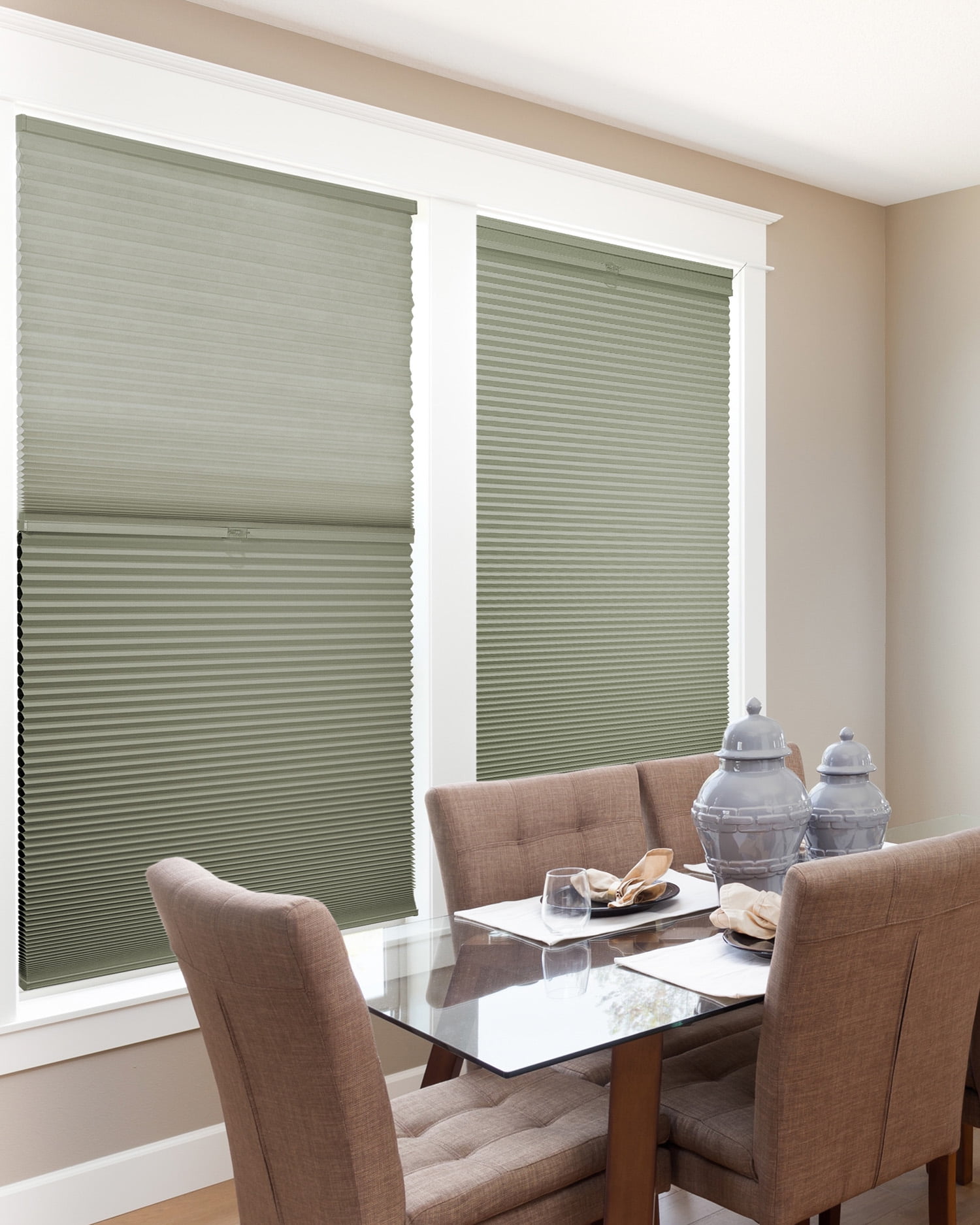 Chicology Day and Night Cordless Cellular Shade, Palmer Green - 64"W X 48"H