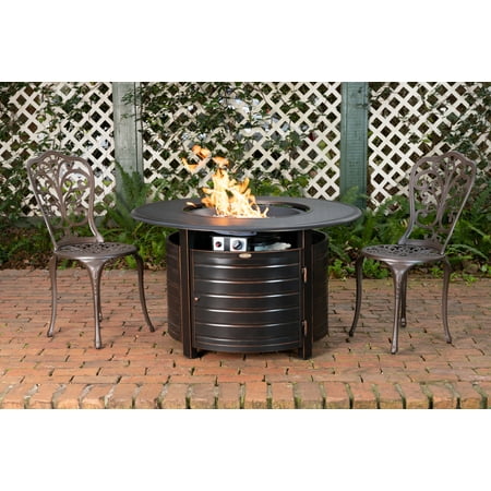 Fire Sense - Finn Round Aluminum LPG Fire Pit - Antique Bronze