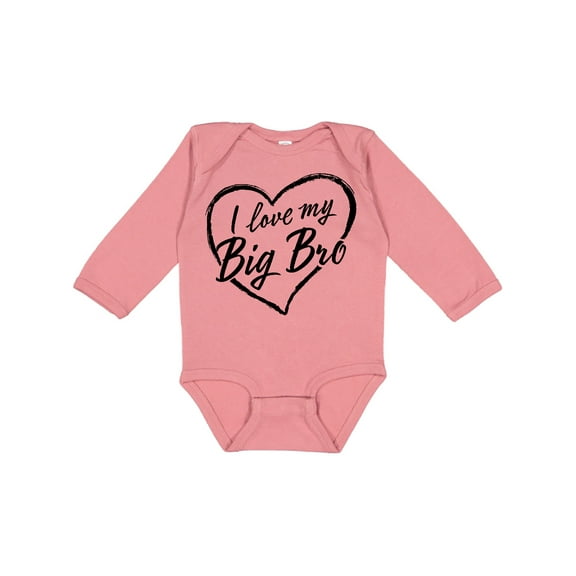 Inktastic I Love My Big Bro in Black Chalk Heart Boys or Girls Long Sleeve Baby Bodysuit