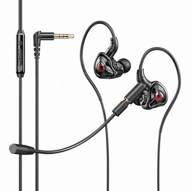 wonima11 Gaming Earbuds with Mic, in-Ear Gaming 3.5mm Headphones Wired with Microphone Dual Audio Noise Cancelling in Ear Eear Buds Compatible for PC/PS5/PS4/Xbox/Nintendo/Switch/Mobile