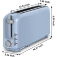 thumbnail image 6 of 2-Slice Slim Toaster, 6 Shade Settings with Cancel, Reheat & Defrost, 10" Long Slot, Auto Shut off, Removable Crumb Tray, Blue, 6 of 6