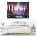 thumbnail image 3 of ONETECH  Punk City Night Tapestry Urban Neon Cityscape Wall Hanging Skyscraper Futuristic Tapestry Modern City Aesthetics Art Wall Blankets Home Decor for Living Room Bedroom, 3 of 7