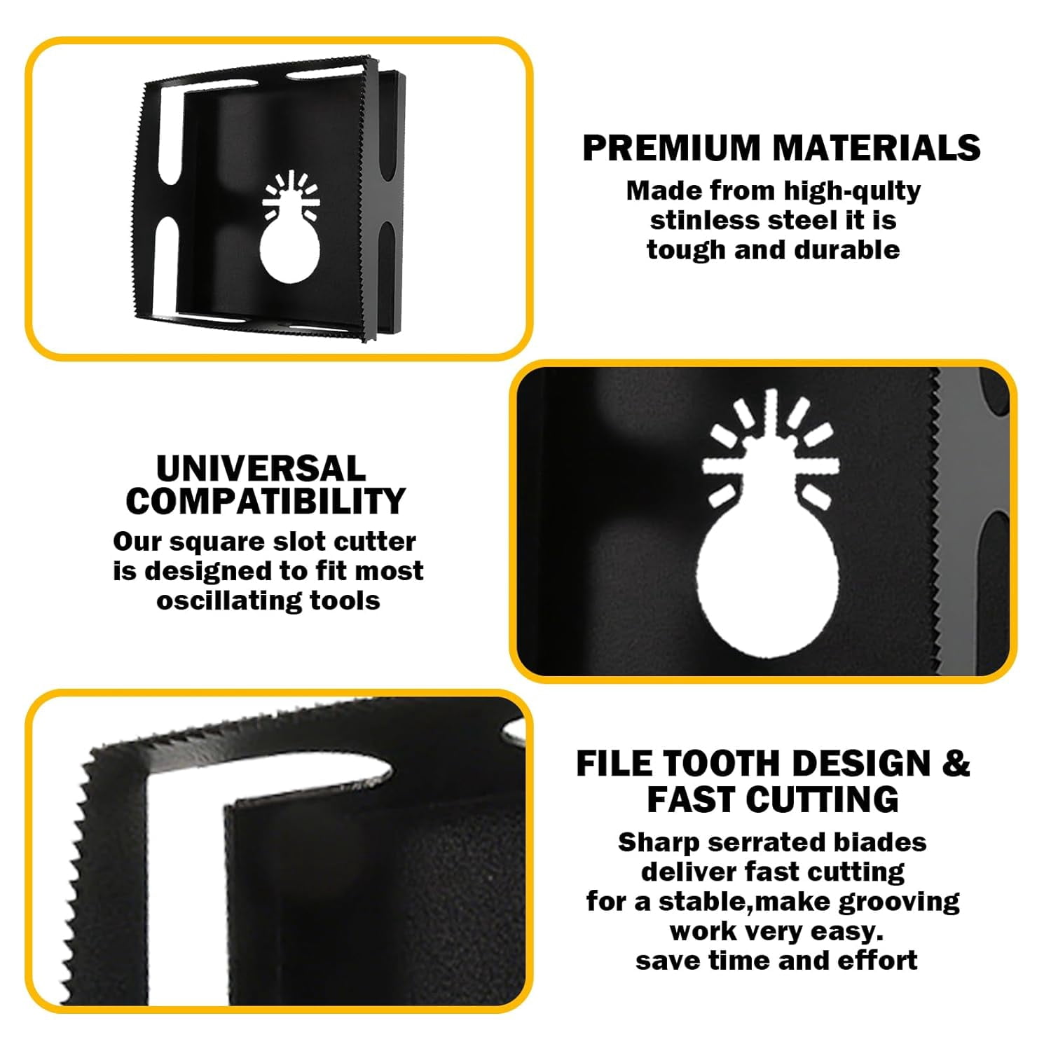 2 Pcs Square Slot Drywall Outlet Cutter - Hardened Steel One-Step Electrical Box Cutter for Drywall/Sheetrock, Compatible with Dewalt 20V & Milwaukee M18 Oscillating Multi-Tools
