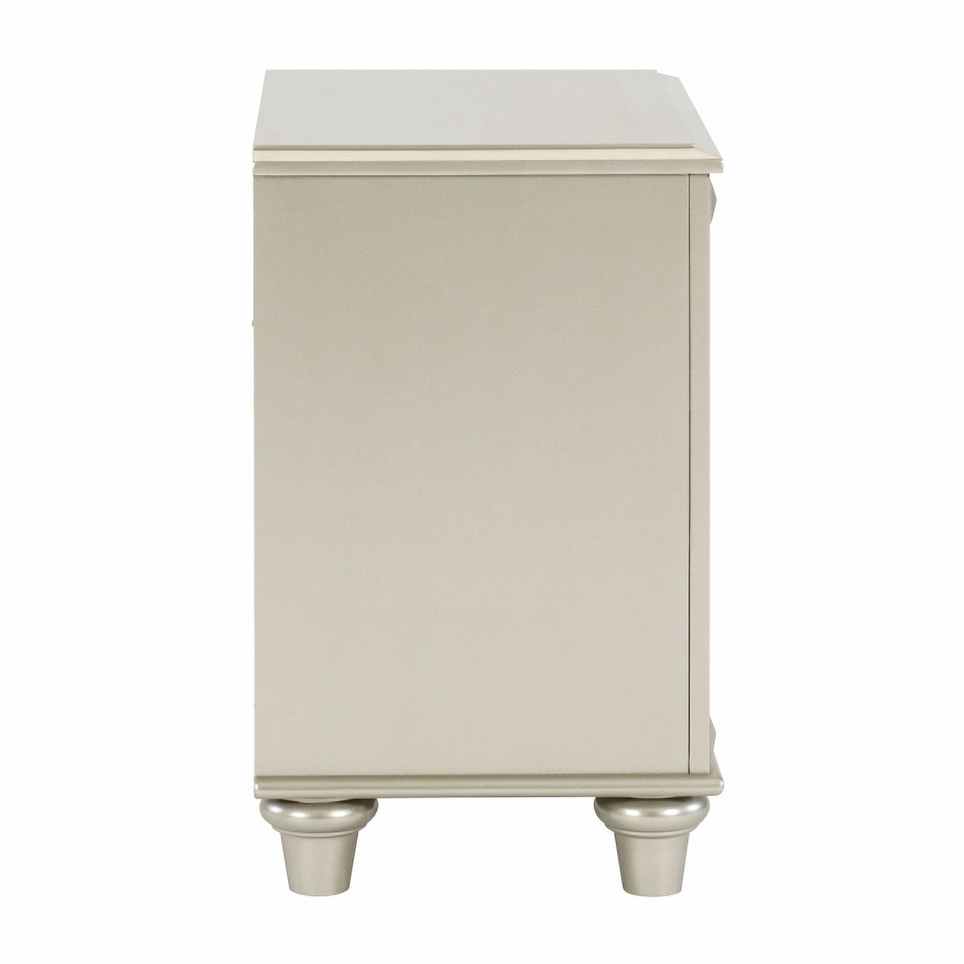 Juliette Collection Glamorous Silver Nightstand with Diamond-Patterned Embossed Drawer Fronts