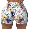 thumbnail image 2 of Lsque Lilies Flowers Pattern High Waisted Biker Shorts for Women-Tummy Control Fitness Athletic Workout Running Yoga Gym Shorts,Moisture-Wicking-, 2 of 9