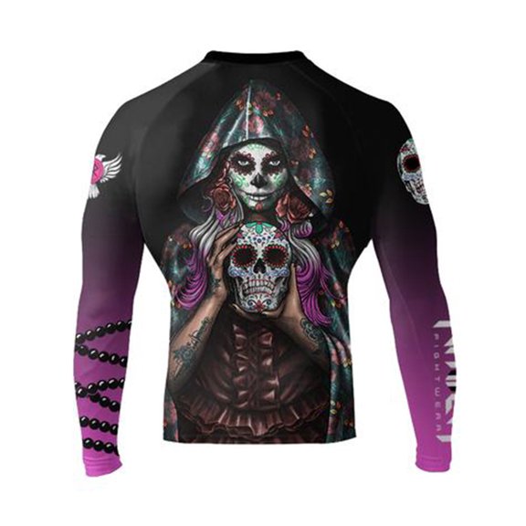 Raven Fightwear Men's La Calavera Catrina Rash Guard MMA BJJ Black