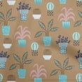 thumbnail image 1 of oneOone Polyester Spandex Brown Fabric Flower Pots Motif Sewing Material Print Fabric By The Yard 56 Inch Wide, 1 of 4