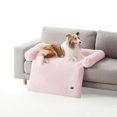 thumbnail image 3 of allisandro Calming Furniture Protector Dog Bed with Soft Neck Bolster, Waterproof Faux Fur Couch Cover with Removable Cover, 35 x 33 x 5 Inches, Pink, 3 of 5