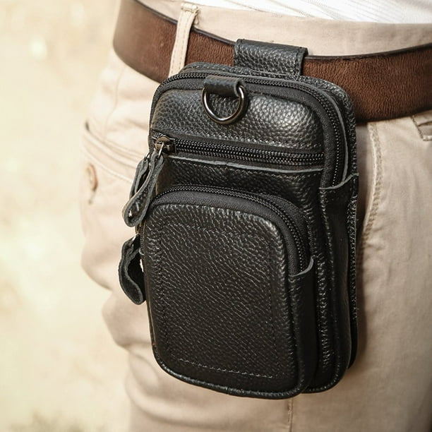 Leather Cell Phone Waist Bag Men Retro Cellphone Fanny Packs Outdoor Fanny Packs for Phone 6.5in