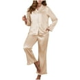 thumbnail image 3 of FAIWAD Silk Pajamas for Women Set Long Sleeve Button Down Sleepwear Comfy Loungewear Pjs Outfits, 3 of 6