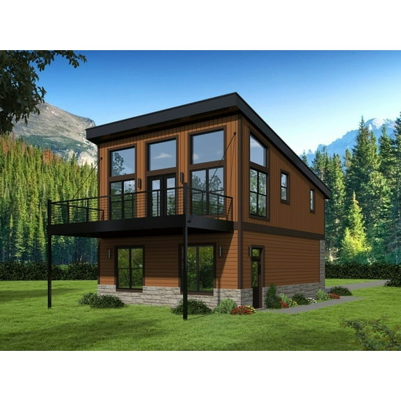 763-75: Modern Garage apartment 1 Bed, 1 Bath Luxury Home Plan, 825 Sq Ft: Full Blueprints with License to Build by Home Plan Marketplace - Lesuto