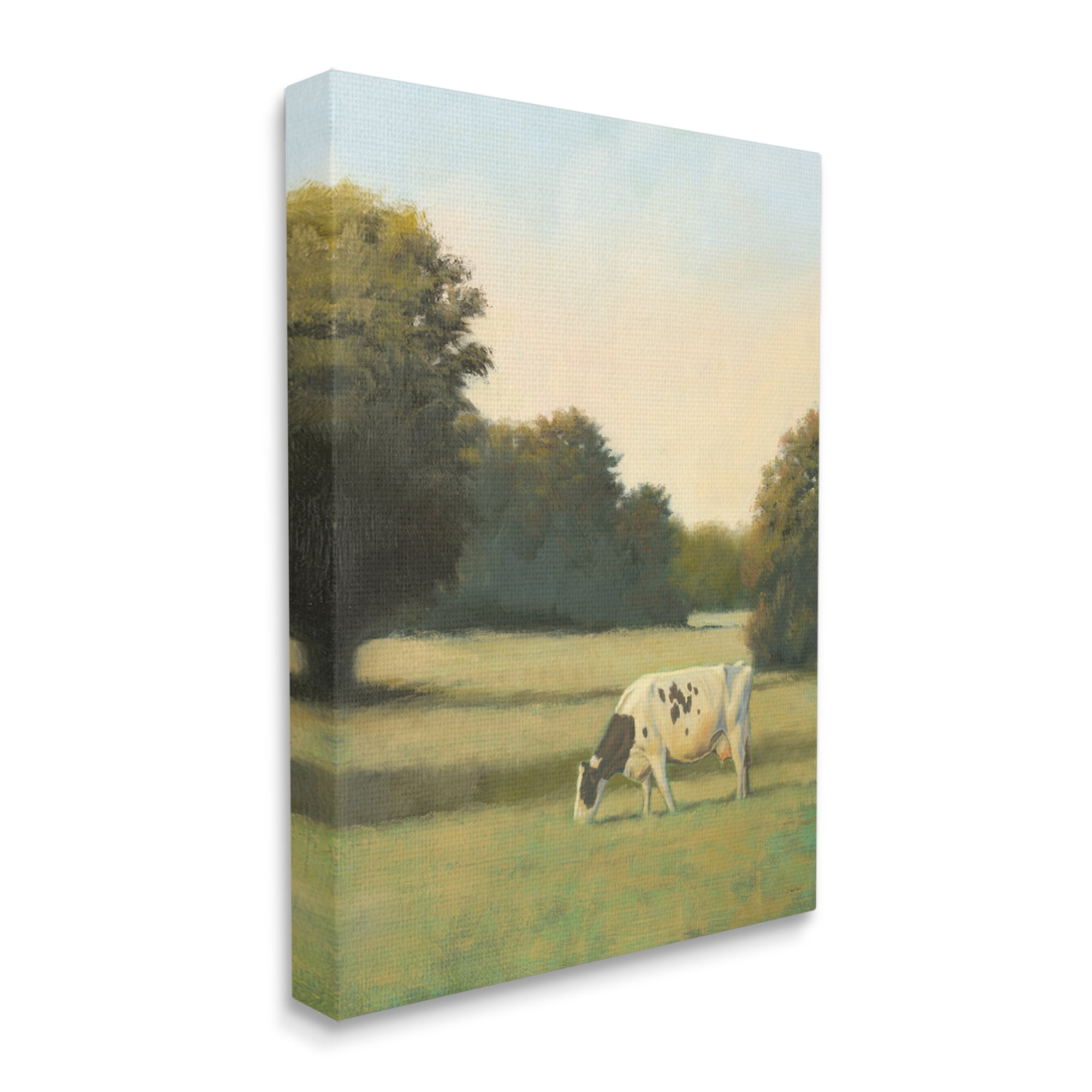 Stupell Industries Cow Grazing in Pasture Animals & Insects Painting Gallery Wrapped Canvas Print Wall Art, 36 x 48