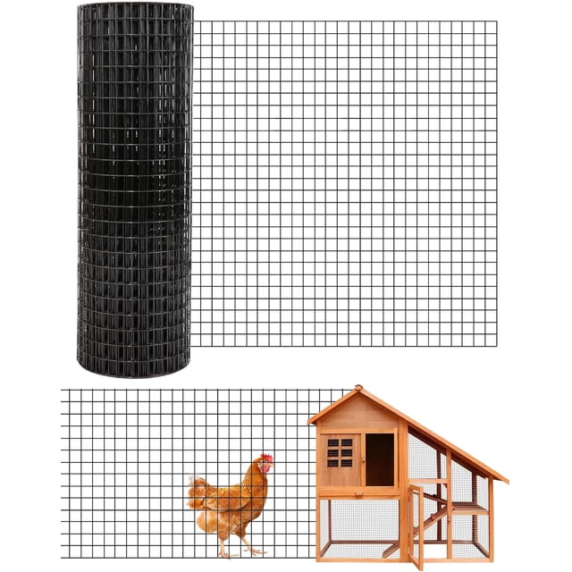 48 In x100 Ft 1/2 In Hardware Cloth 19GA Galvanized Welded Wire Mesh for Chicken Coop Rabbit Fencing Garden Protection Poultry Netting Durable Outdoor Roll Black