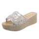 thumbnail image 1 of Bmisegm Ladies Fashion Thick Bottom Slope Heel Slippers Women Fish Mouth Mesh One Word Sandals Slippers Sandals Women Summer Silver 8.5, 1 of 5