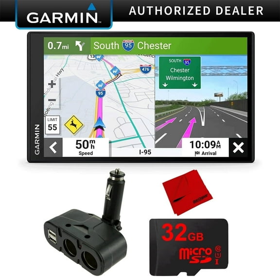 Garmin DriveSmart 66 6" Car GPS Navigator (010-02469-00) Bundle with USB Car Charger| Official Garmin USA Dealer