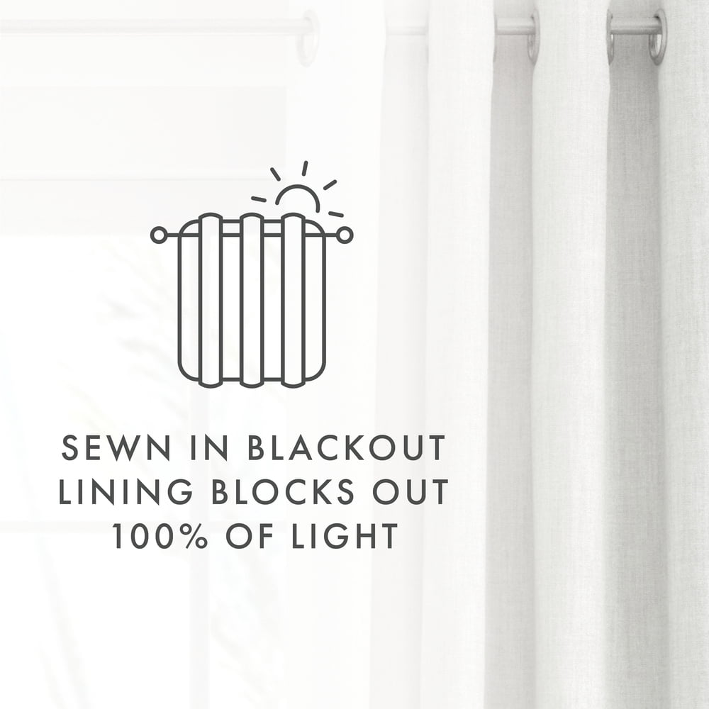 Noble Linens White Linen Blend Energy Saving Grommet Curtain Panel, 50" x 84" 2 Panels