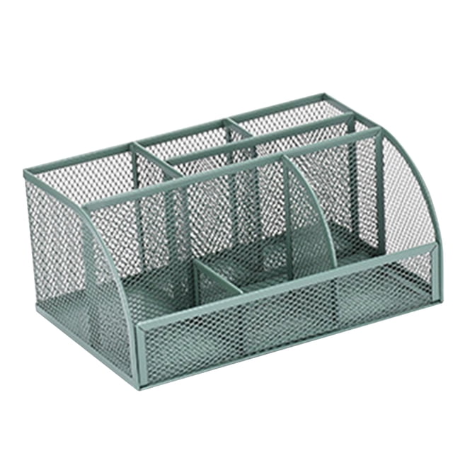 MOQIN Mesh Desk Organizer Office Desktop Organizer with Pen Holder, Metal Stationary Organizer Desk Caddy, 7 Compartments, for Office, Home, School, Classroom