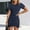 Navy Blue, variant on ZEHJUHAN Women's Solid Color Round Neck Short Sleeve with Cross Hem Ruffles Slim Fit Summer T-Shirt Dress Brown,S