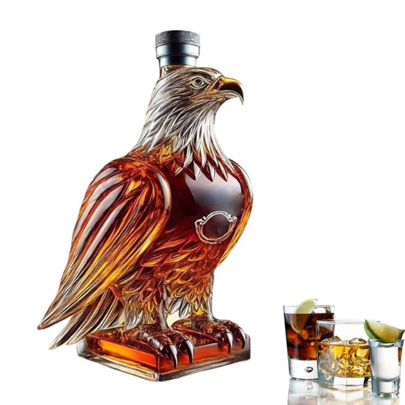 EIMELI Vente de Liquidation - Carafe en Verre Whisky Aigle Bouteille de Whisky Unique pour Hommes Bouteille de Whisky Drôle pour Hommes Papa Mari Ensemble de Carafe Parfait pour Décoration de Bar à Domicile Cadeaux