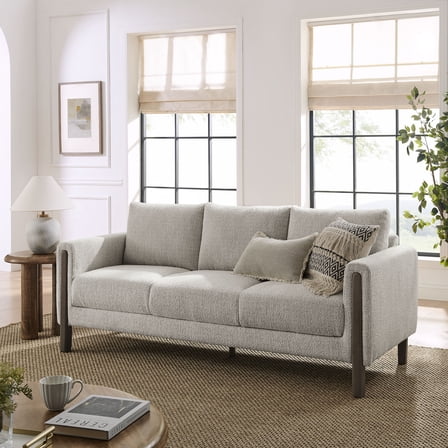 Modway Hawken Boucle Fabric Sofa in Parchment Espresso
