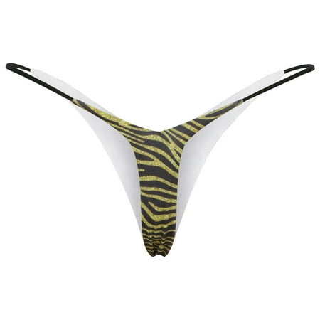 QYZEU Woman Underwear Leopard Print Thin Strap Panties Women Women s Sexy Thong Low Rise Double Layer Bikini Briefs Panties Large Underwear Amy Green L