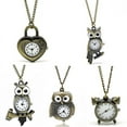 thumbnail image 4 of Ruanlalo Vintage Antique Bronze Necklace Chain Owl Heart Clock Quartz Pocket Watch Gift 5, 4 of 6
