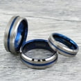 thumbnail image 3 of Tungsten Rings for Men Wedding Bands for Him 6mm Silver Blue Line, 3 of 9