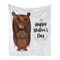 thumbnail image 1 of Saying Soft Flannel Fleece Blanket, Happy Mothers Day Greeting with Cartoon Style Mom and Baby Bears Hugging, Cozy Plush for Indoor and Outdoor Use, 60" x 80", Brown Black and Teal, by Ambesonne, 1 of 6