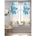 thumbnail image 2 of Summer Coastal Beach Curtains 72 Inch Length, Sheer Curtains for Bedroom Living Room Window Ocean Wave Starfish Shell Rod Pocket Voile Drapes Kitchen Curtains Small Half Window 52"x72" 2 Panels, 2 of 6