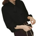 thumbnail image 2 of Women's Casual Butterfly Tie Neck Long Sleeve Blouse Shirt Top S-4XL, 2 of 5