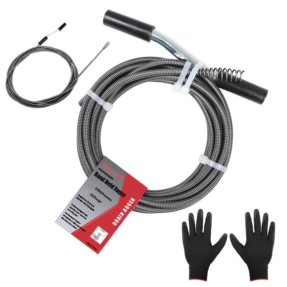 PRO-FOR Manual Drain Snake, 25 ft x 3/8 in Steel Cable for Drain Cleaning
