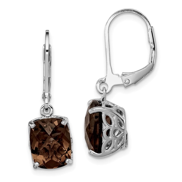 925 Sterling Silver Smoky Quartz Earrings Drop Dangle