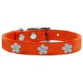 thumbnail image 1 of Silver Flower Widget Genuine Leather Dog Collar Orange 10, 1 of 1