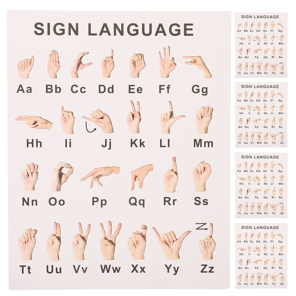 KAKOWELY 8 Sheets of Gesture Language Hanging Posters Gesture Language Poster for Beginners Classroom Decorations,10X"X7.99"（LxW）