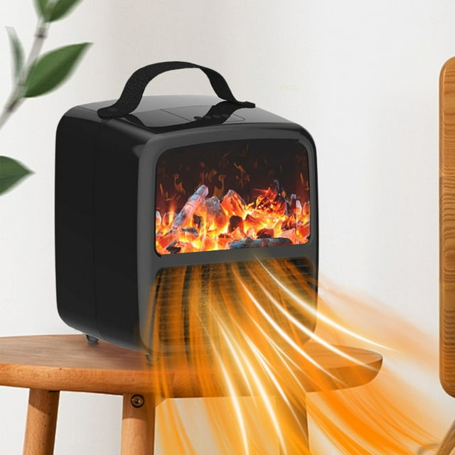 Xihbxyly Minichimenea Portátil, Efecto de Llama Realista, Protección Contra Sobrecalentamiento, Calentador Cerámico de 1500 W, Segura y de Bajo Consumo, Solución de Calefacción para Invierno, Diseño